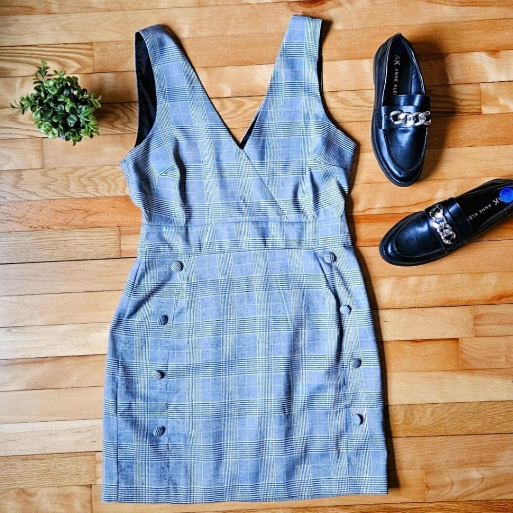Meshki Stylish Gray Plaid Dress